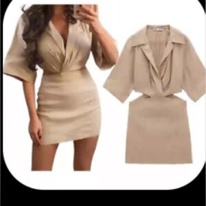 Zara Beige cut out dress